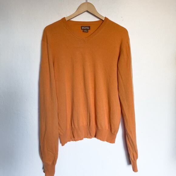 Kors Michael Kors Sweater Medium Mens Cashmere Orange Long Sleeve Knit - Picture 1 of 8